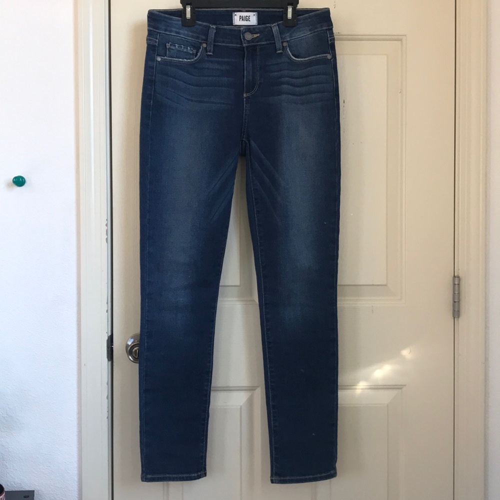 PAIGE Paige Skyline Ankle Peg Jeans in Dark Wash, Size 29